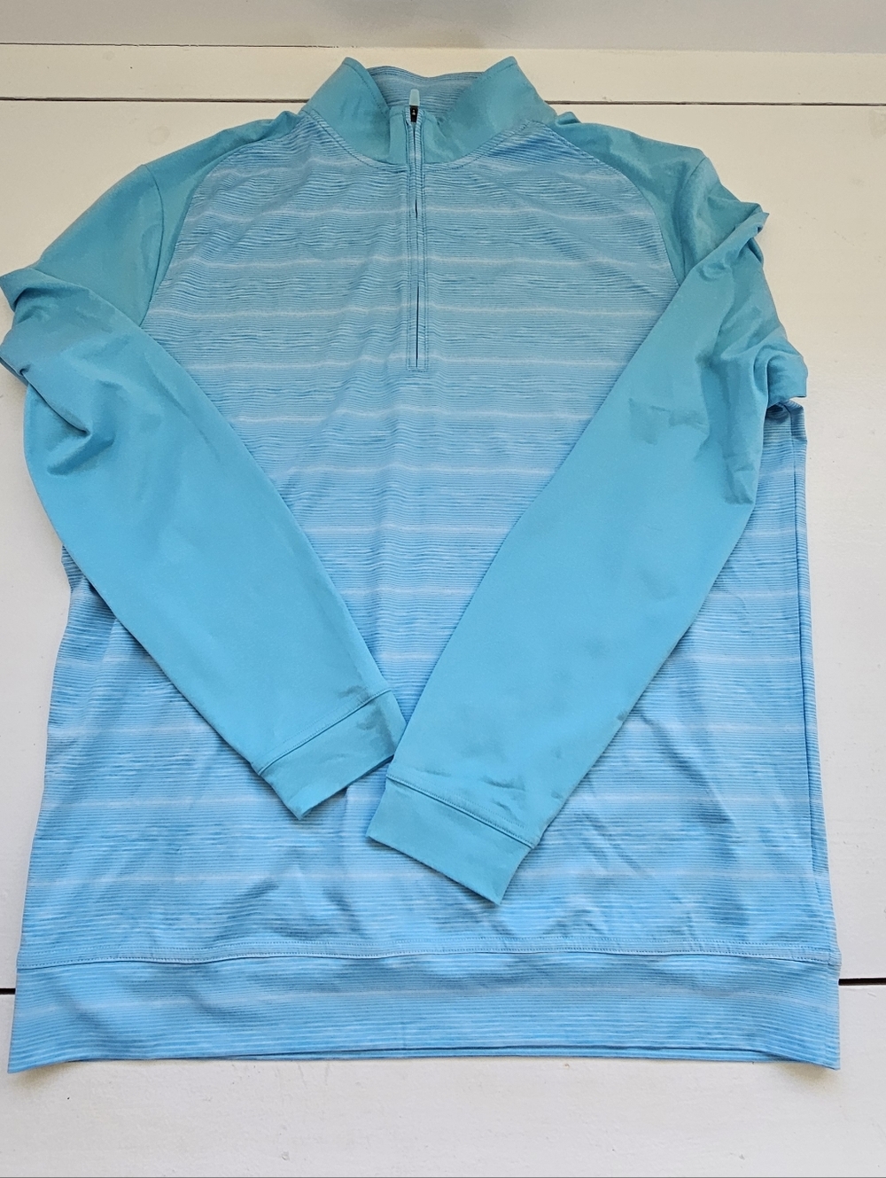 johnnie-O Aqua Stripe Quarter-Zip Pullover